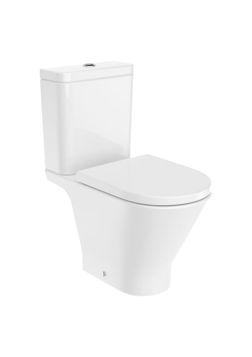 ROUND - Vitreous china close-coupled Rimless WC with dual outlet