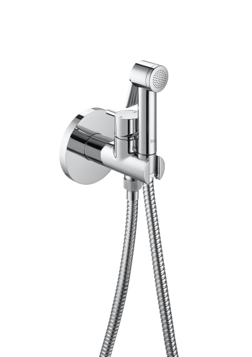 Bidet shower kit mixer (1 outlet). Includes hand-shower, wall bracket-water supply with auto-stop and 1.2 m metallic flexible hose