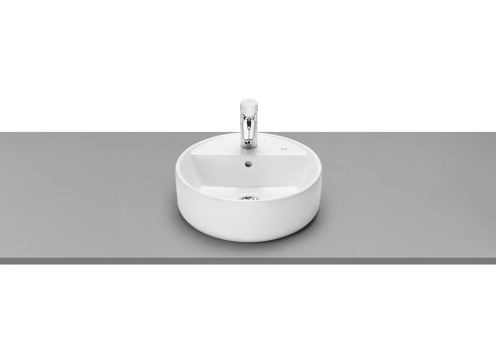 ROUND - Over countertop vitreous china basin with taphole