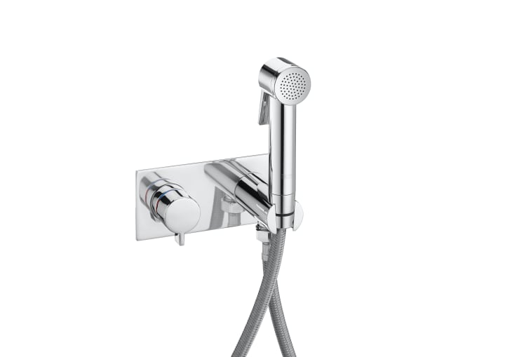 Bidet shower kit progressive mixer (1 outlet). Includes hand-shower, wall bracket-water supply with auto-stop and 1.2 m metallic flexible hose