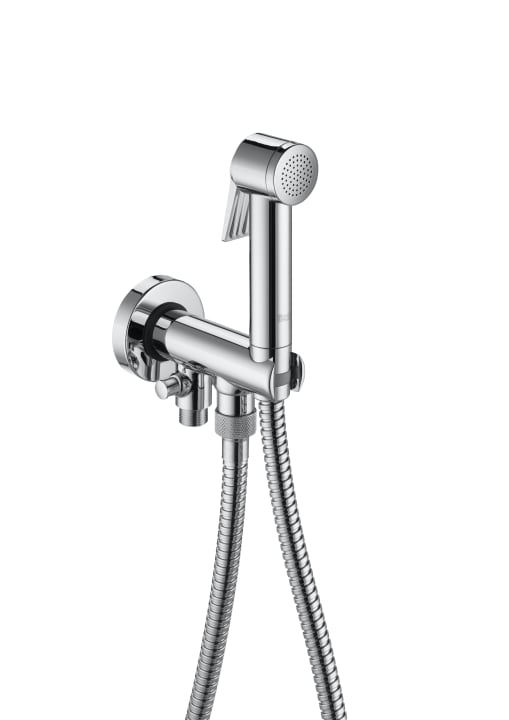 Shower bidet kit (2 outlets). Includes hand-shower, wall bracket-water supply with auto-stop and 1.2 m metallic flexible hose