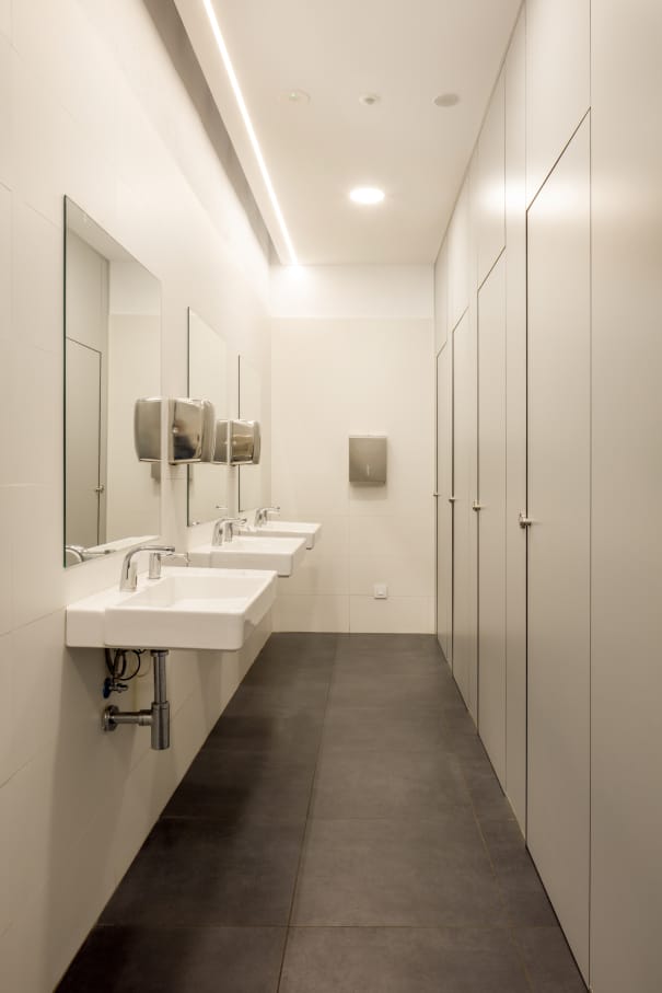 To update the bathrooms for contemporary demands while adhering to the integrity of the building, the products selected need to convey the modern ideals of its architecture and be accessible and inclusive. The linear and structural design of the wall-hung basins and the soft curves and stacked volumes of the Roca Rimless® wall-hung WC evoke timeless simplicity and the modernist ideals of Sert’s building. To accommodate all users, the Access collection was another essential product added into the bathrooms, including the Access WC seat and cover, comfort tilting mirror, grab bars and folding shower seat. The inclusion of public wall-mounted towel dispensers and waste bins enhanced the functionality of the space.