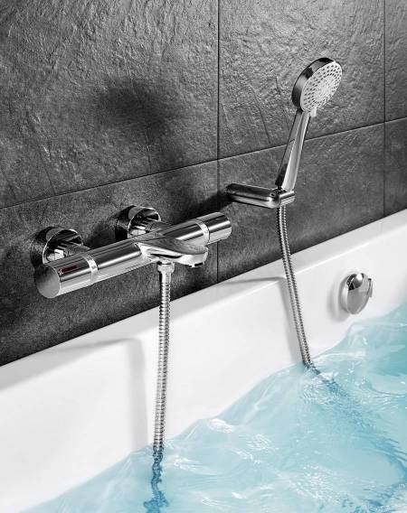 T-1000 Thermostatic wall-mounted bath-shower mixer with diverter-flow regulator